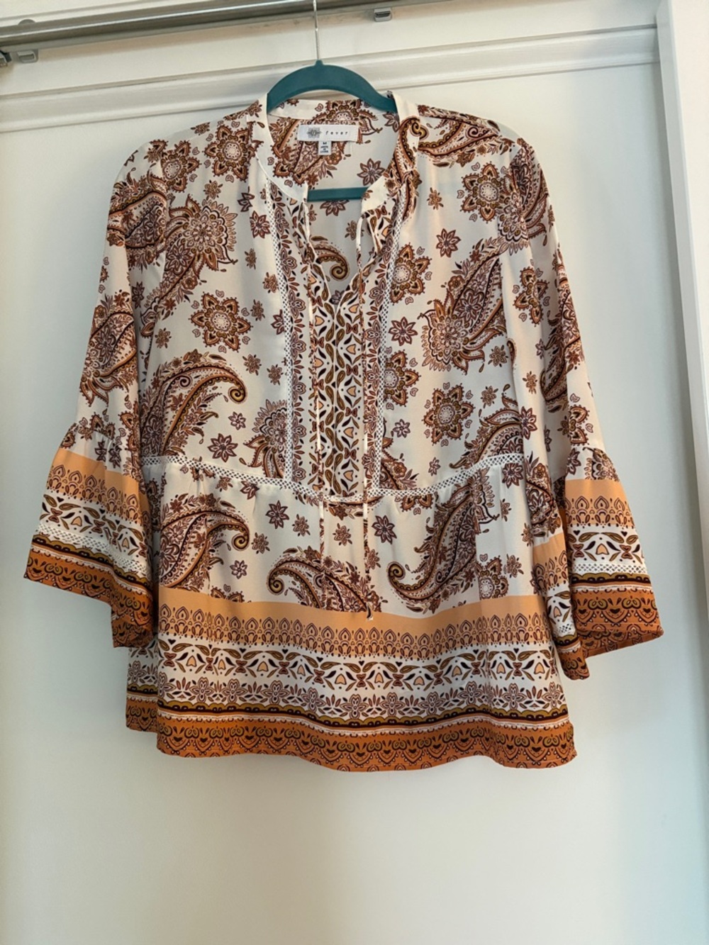 Fever Cream and Tan Paisley Border Tunic